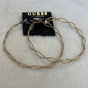 NEW Guess Oversized Shimmery Gold Tone Earrings